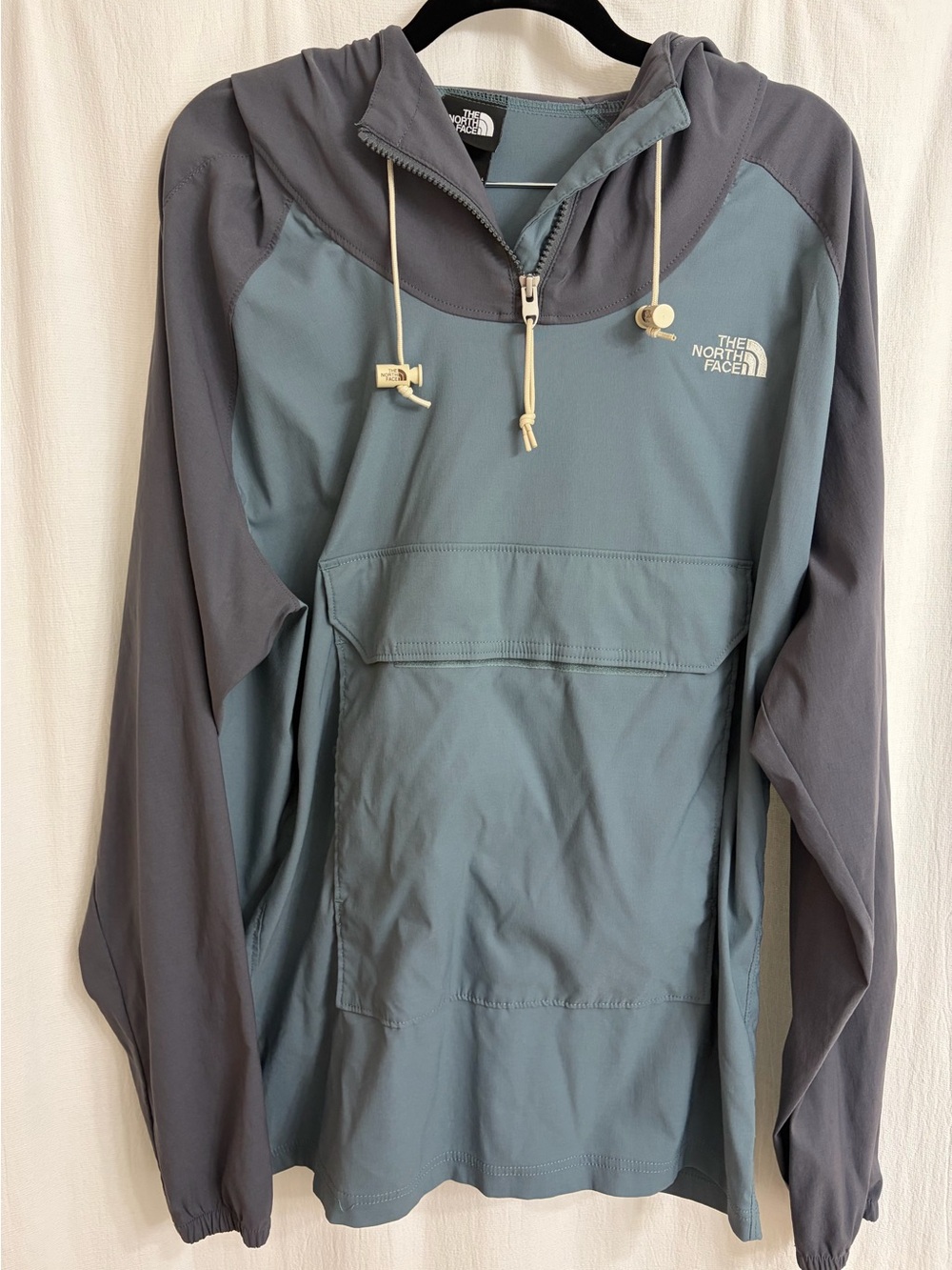 The North Face Two-Tone Slate Blue and Charcoal Windbreaker Hoodie